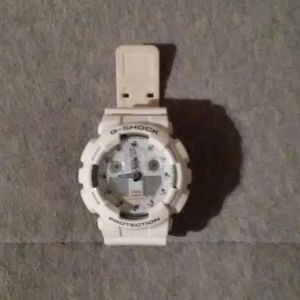 Purple / white g-shock watch